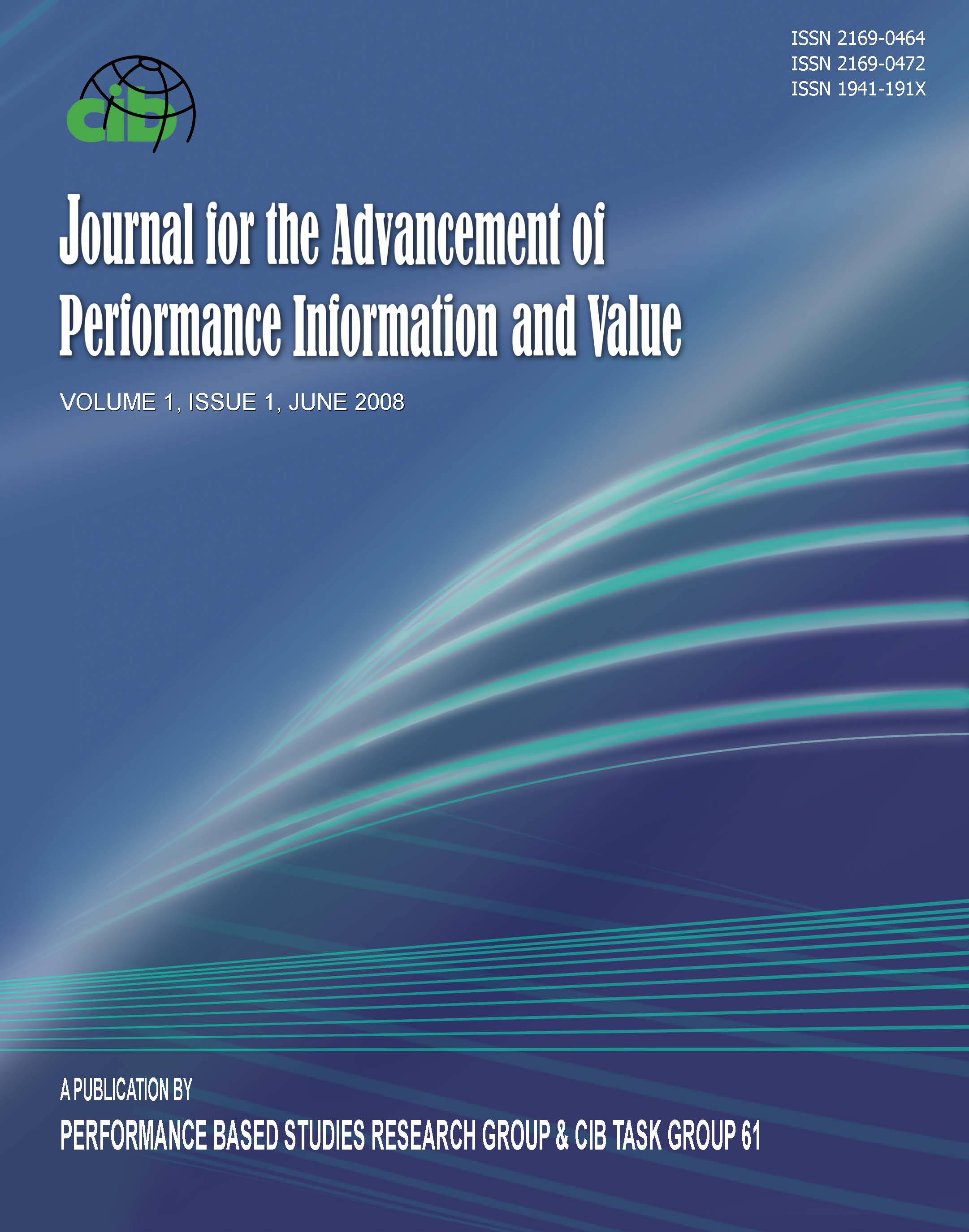 					View Vol. 1 No. 1 (2008): Journal for the Advancement of Performance Information and Value
				